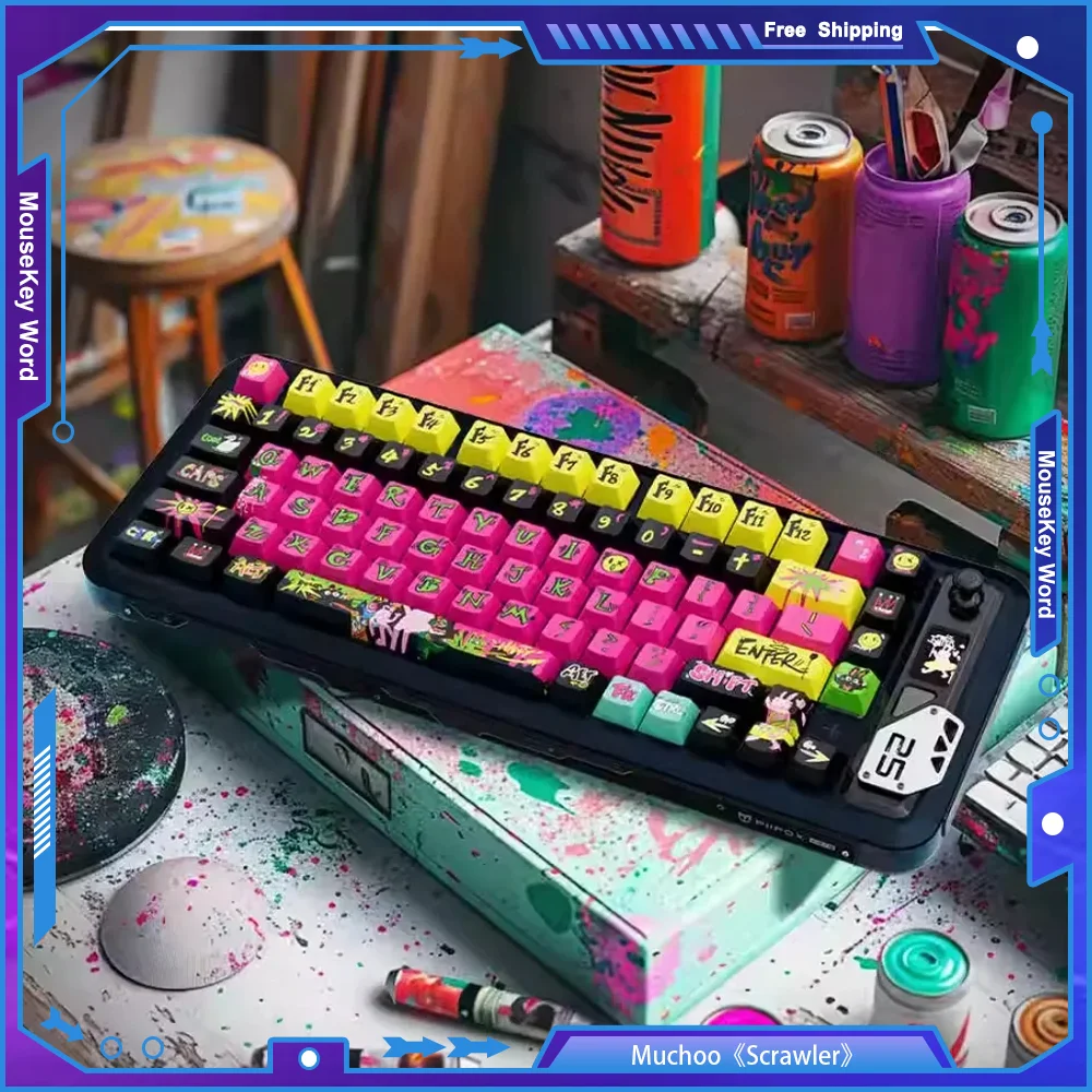 Muchoo《Scrawler》146 Keys Key Caps  Original Profile Thermal Sublimation ESC Cap for Customized Keyboard Replaceable Accessory