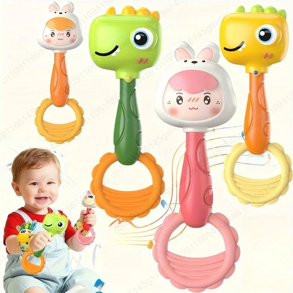 2PCS babyrammelaarspeelgoed met dierenvormen - speelgoed voor baby's en peuters - hand-oogcoördinatie, veilig niet-giftig materiaal