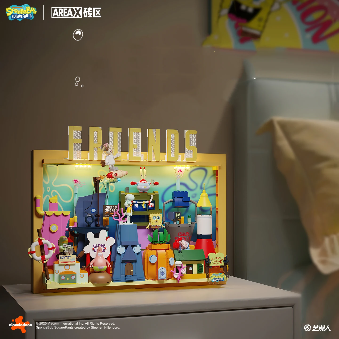 

SpongeBob SquarePants Bikini Bottom Building Blocks 3D Decorative Painting Cartoon Model Ornaments Kids DIY Toys Holiday Gifts