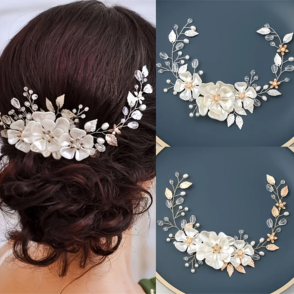 

1 piece of elegant wedding simulated flower petal hairband for bride, suitable for wedding and ball dress accessories