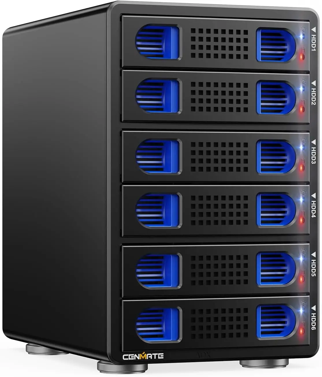 

6 Bay 10Gbps Aluminum Hard Drive Enclosure with Cooling Fan for SATA HDD/SSD, Hot Swappable, Tool-Free DAS