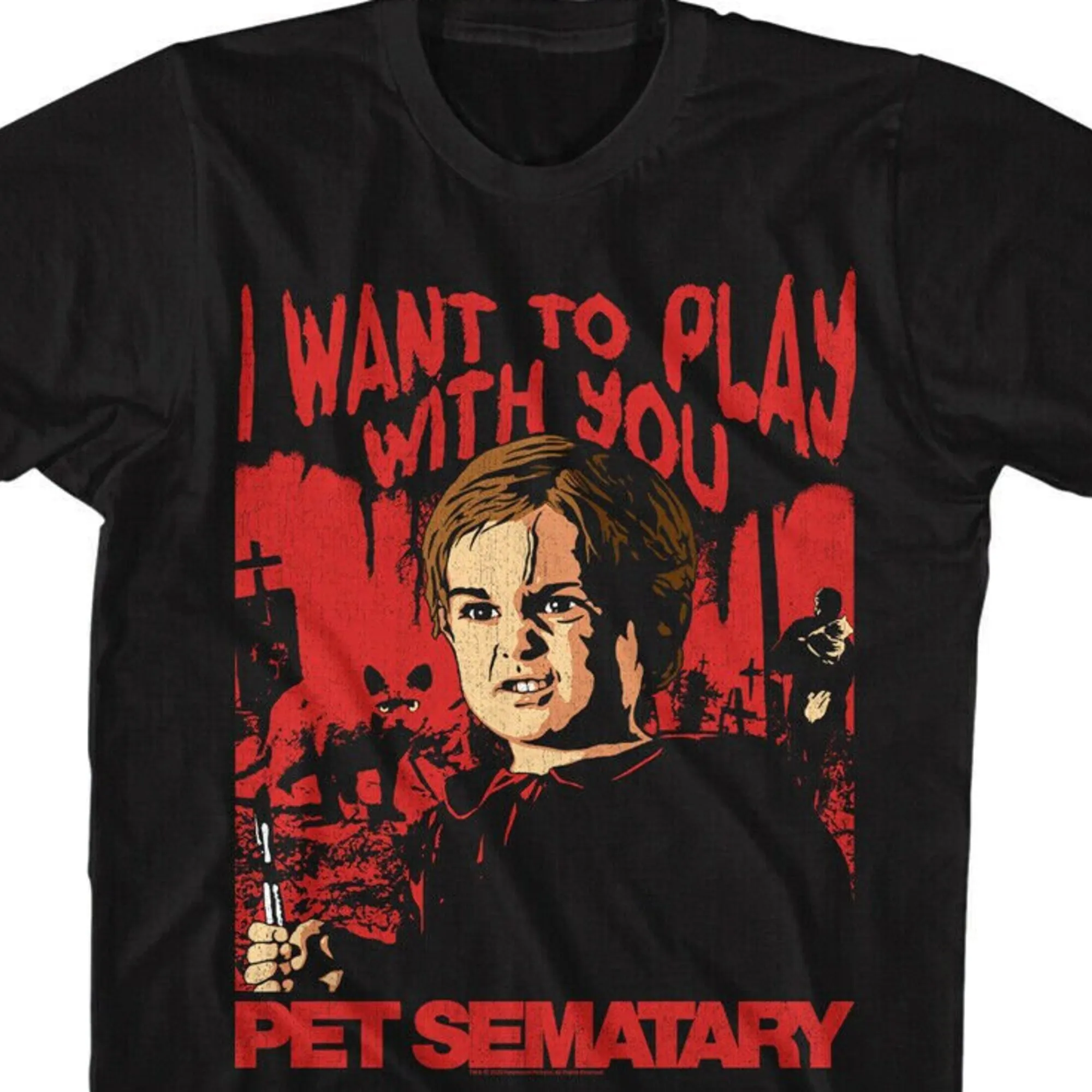 Pet Sematary Men's Shirt Want to Play With You Retro Tees