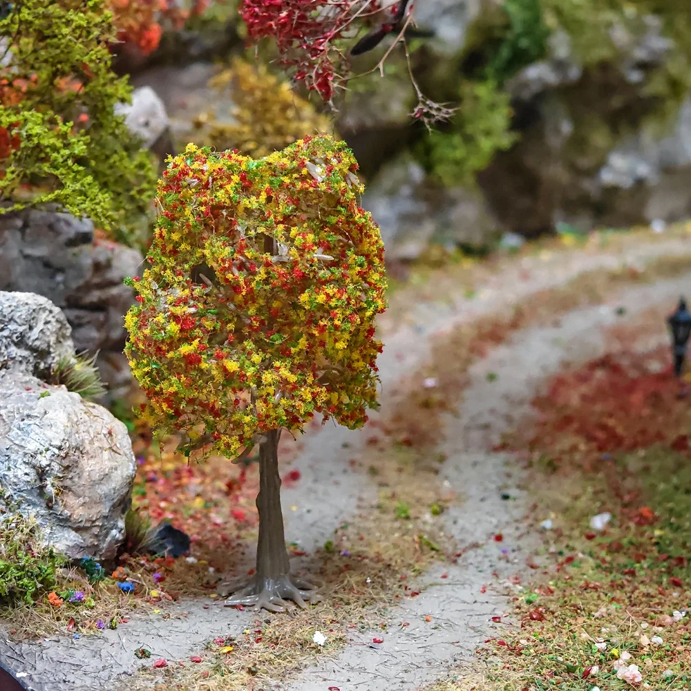 20 Stück Herbst-Miniatur-Landschaftsbäume mit abnehmbarem Sockelmodell für Dioramen und Modelleisenbahnanlagen – Detail 2