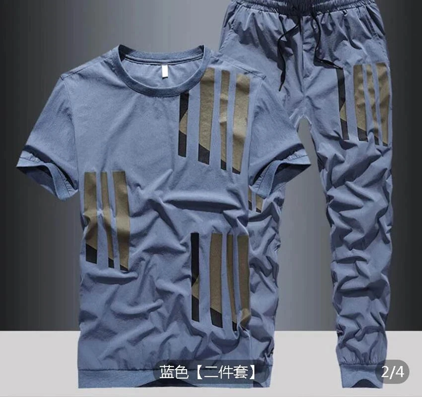 Traje de seda de hielo para hombre, camiseta de manga corta a la moda, pantalones sueltos, ropa deportiva informal, novedad de verano, 20234