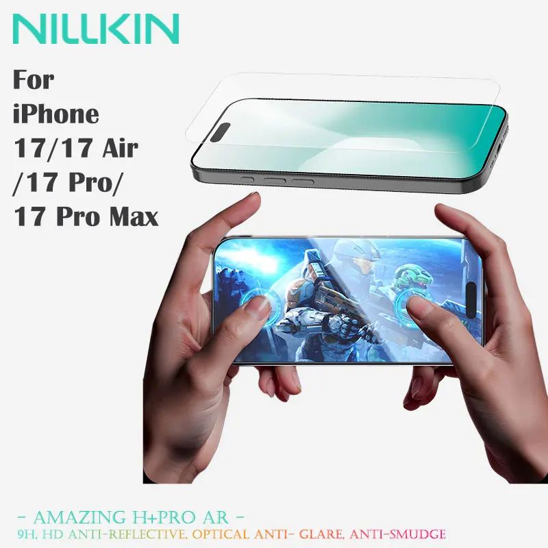 

NILLKIN Tempered GlassFor iPhone 17/17 Air/17 Pro Max, Anti-Reflective Coating, 9H Hardness 3D Curved, Dust-Free Installation