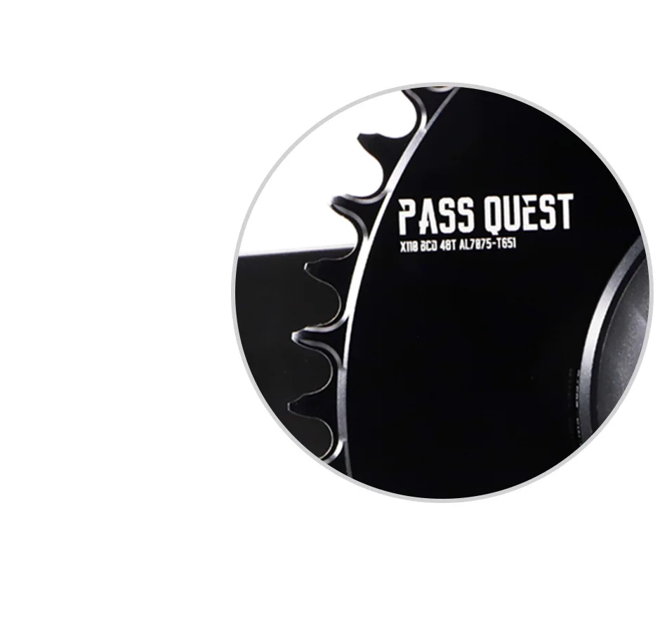 Pass quest x110 bcd (4-bolt aero) rundes schwarzes schmales breites Kettenblatt – Detail 14