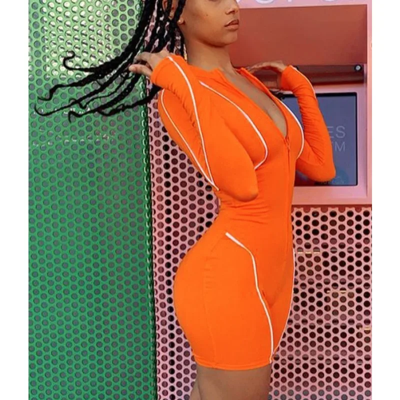 Kombinezon sportowy damski Krisnanas z odblaskami, obcisły, do ćwiczeń na siłowni, z długim rękawem, stójką i zamkiem błyskawicznym, model 32013 (2025)