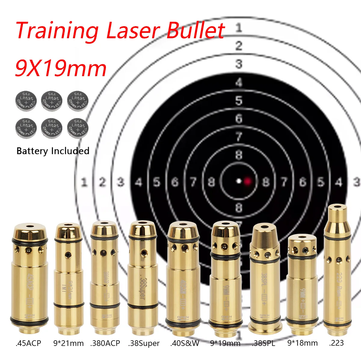 

Tactical 9x19mm Training Bullet Laser Bore Sight Dry Firing Cap GLOCK 43 17 19 Taurus G2C .223rem .45ACP