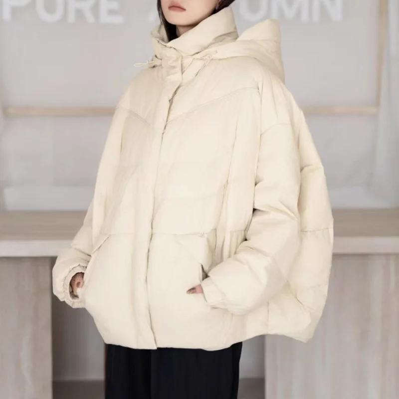 سترة نسائية قصيرة مع غطاء للرأس - 2025 نمط جديد فضفاض مناسب، عصري، تنحيف، متعدد الاستخدامات، سميك، معطف دافئ عصري