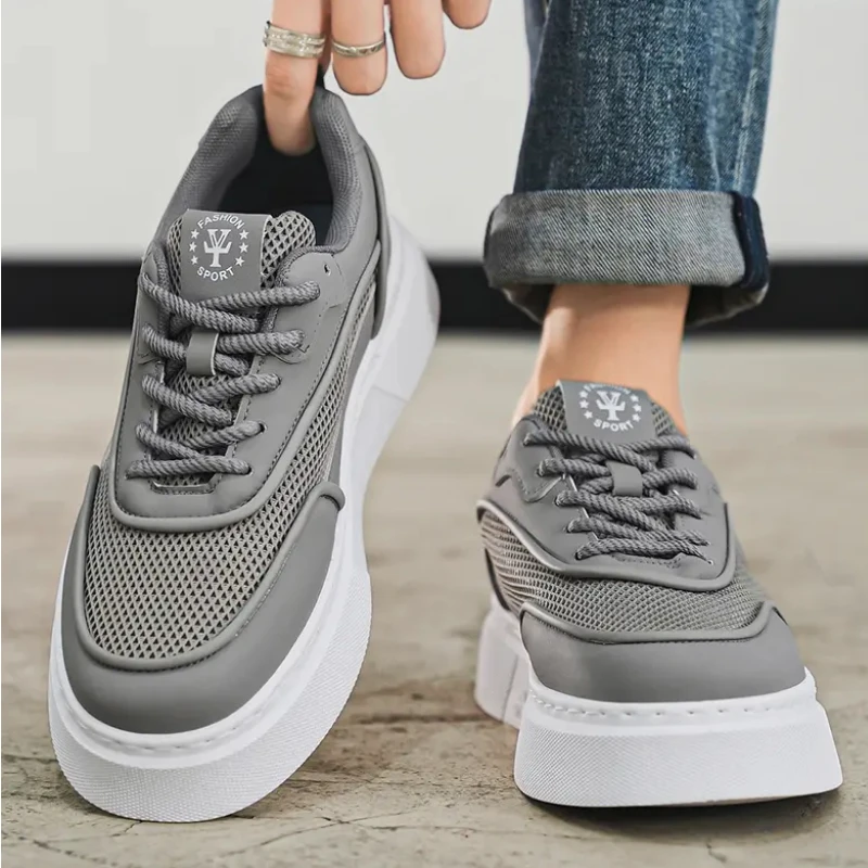 

Кроссовки мужские дышащие на шнуровке, плоская подошва, Нескользящие удобные, однотонные, повседневная обувь для спорта