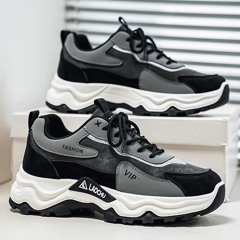 Men's Chunky Dad Sneakers Thick Sole Fashion Casual Shoes Breathable Outdoor Walking Footwear