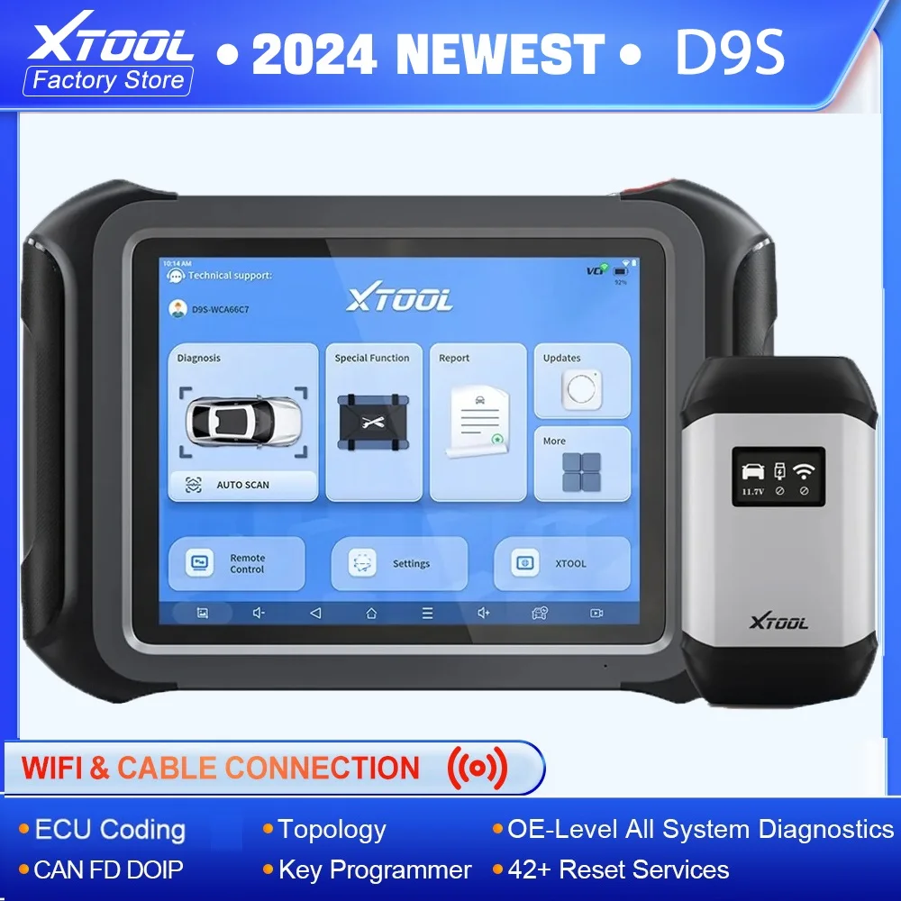 

XTOOL D9 D9S Auto Key Programming Active Test ECU Coding 42+ Resets Car Diagnostics Tool Topology Map DoIP CAN FD