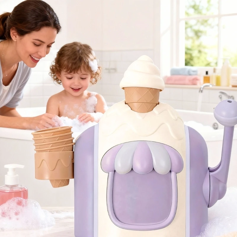 Juguete baño para niños, máquina burbujas moldeada con leche helada participativa, prensa Simple, sustancia
