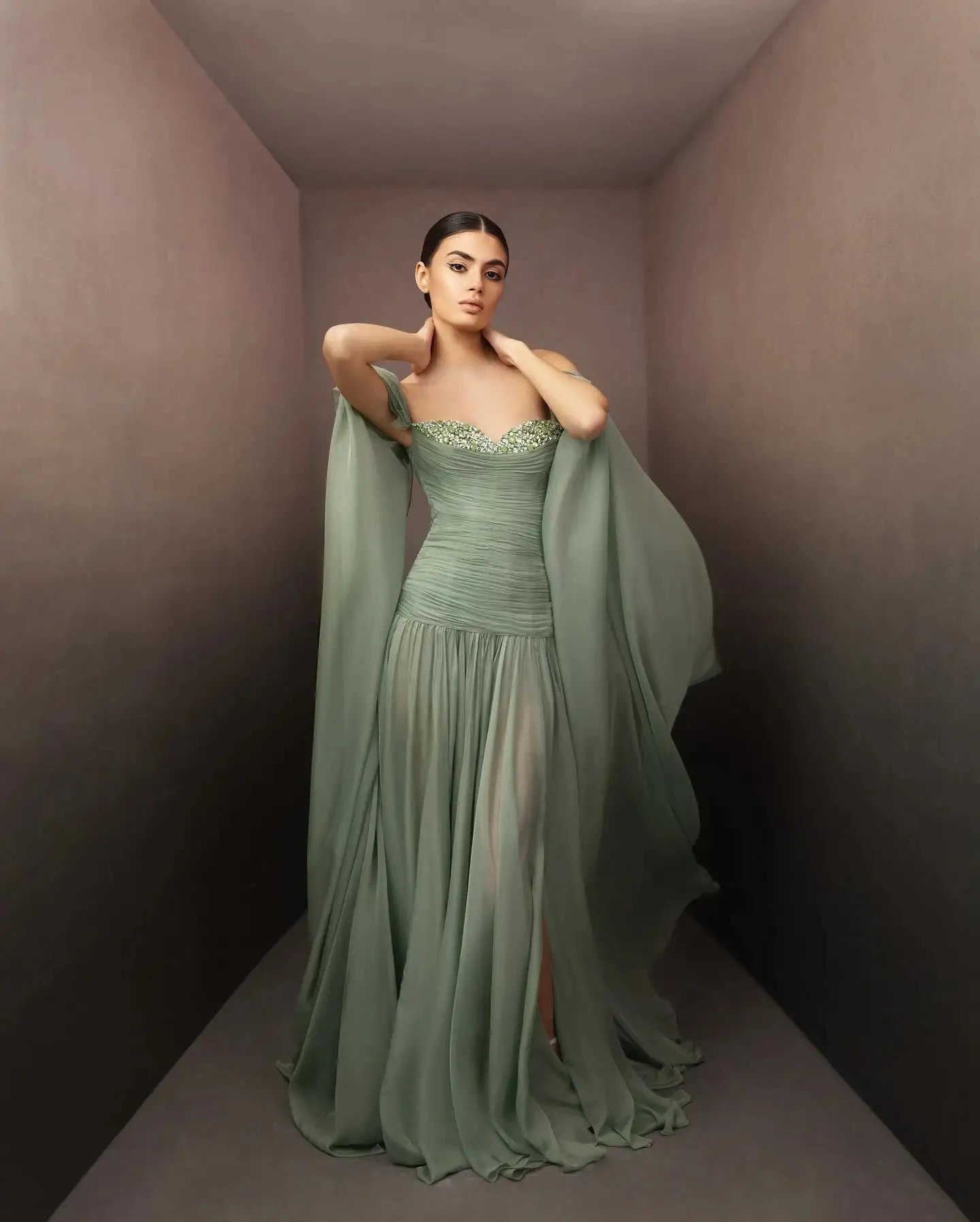 Elegante abito da spettacolo da sera con spalle scoperte Perline Paillettes Chiffon A-line Abiti da ballo formali per feste Robe De Feast