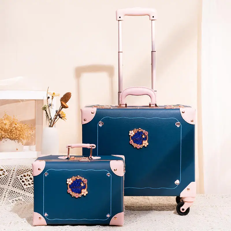 High appearance luggage female 16/18" with handbag carry on portable password trolley suitcase boarding travel box pull rod case