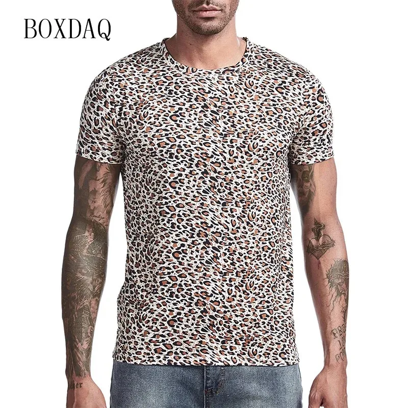 Leopard Men\'s Fashion T-Shirts Short Sleeve Streetwear 3D Print Trend T Shirt 6XL Plus Size Male Clothing O-Neck Casual Tops Tee