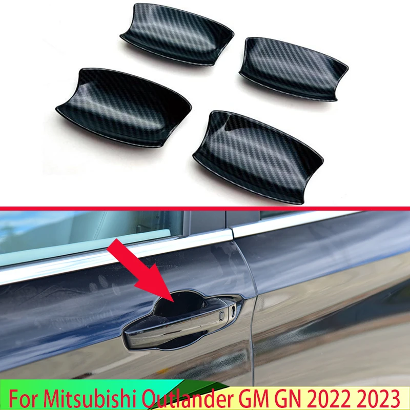 For Mitsubishi Outlander GM GN 2022 2023 ABS Chrome Door Handle Bowl Cover Cup Cavity Trim Insert Catch Molding Garnish