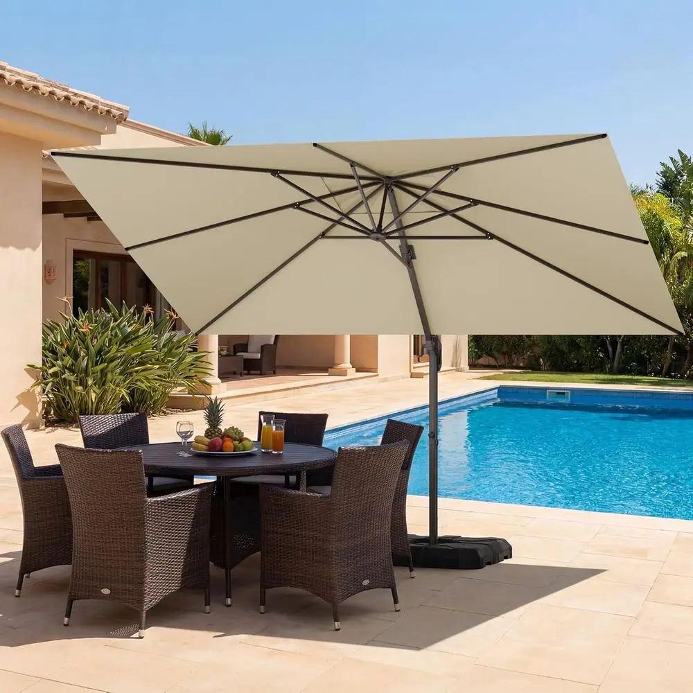 

Large 9x12 Patio Cantilever Umbrella with 360° Rotation for Outdoor, Pool, or Garden Deck, Beige
