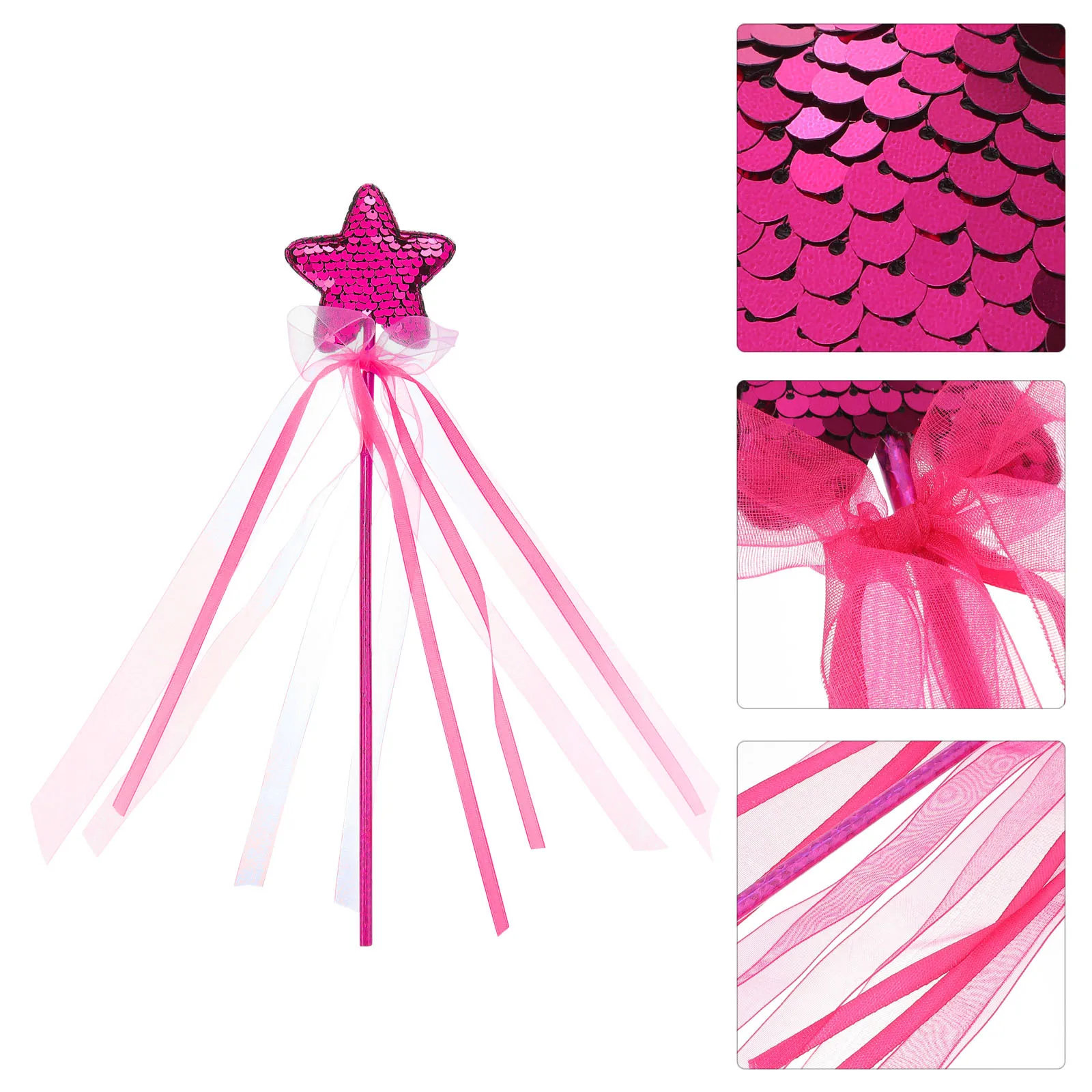 

Glitter Star Fairy Wand Angel Stick with Sequin Ribbon Costume Prop Baby Girls Halloween Party Star Shaped Fairy Wand