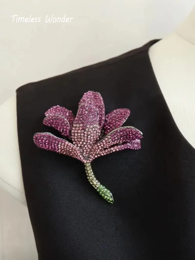 Timeless Wonder Fancy Zircon Floral Brooch Pins for Women Designer Jewelry Runway Rare Luxury Cute Gift Top Sweet Mix 4344