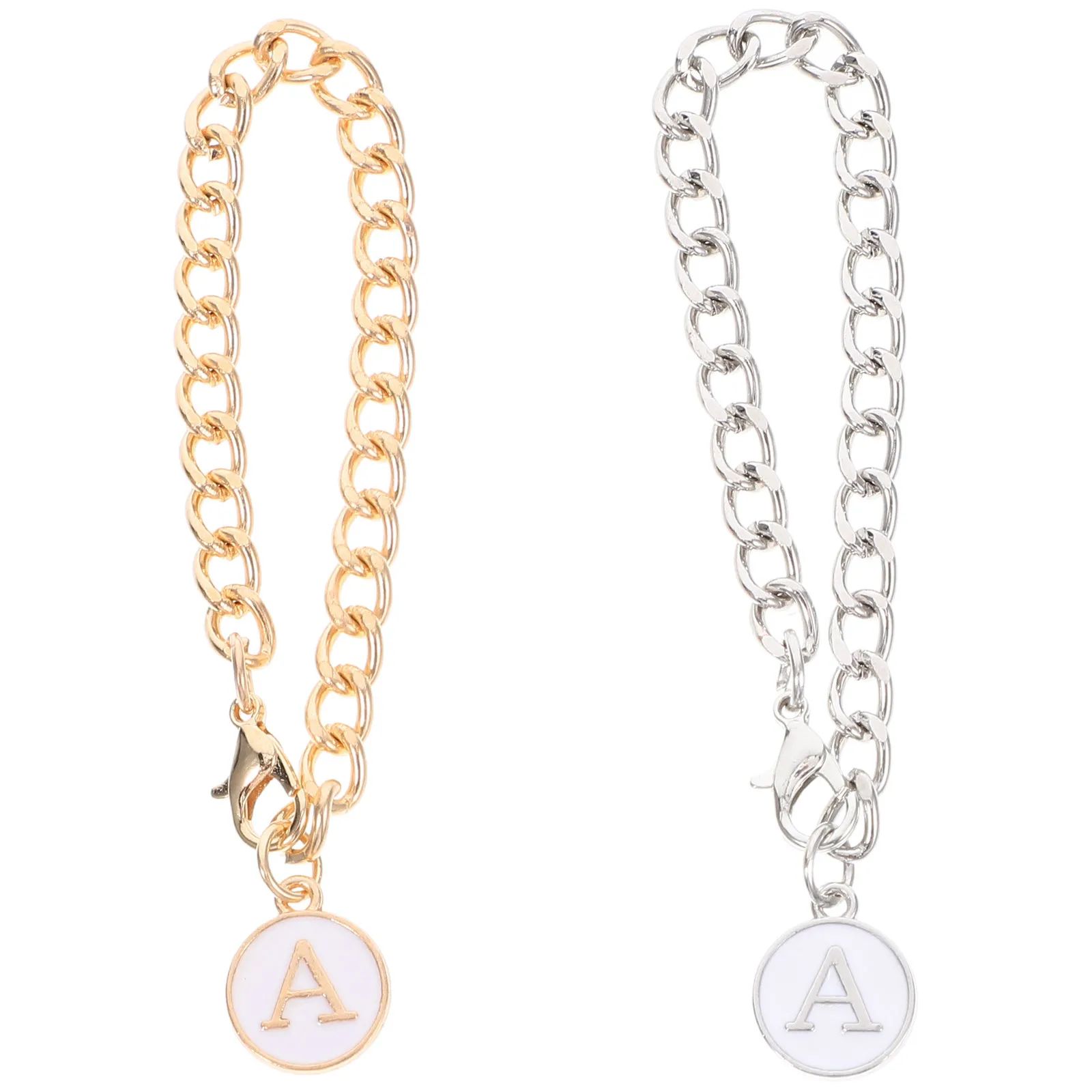 2 pezzi con ciondolo a forma di lettera, catena con manico per tazza, durevole, in acciaio inossidabile, accessori decorativi, ciondoli per tazza