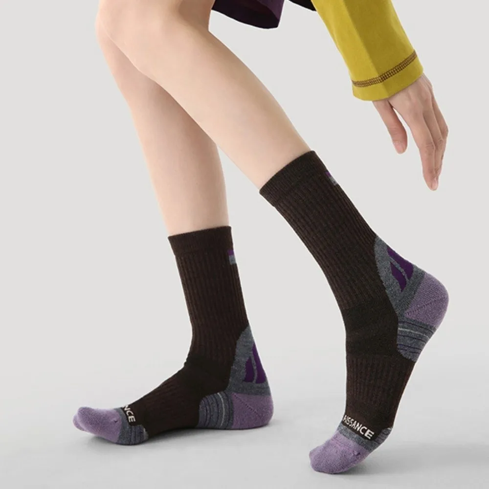 

Толстые дизайнерские носки для бега, теплые дышащие спортивные носки, высокоэластичные уличные походные носки с высокой трубкой, зимний сезон