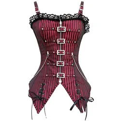 Women Corset Sexy Lace Low-cut Zip Bustier Sling Vest Punk Rock Style Gothic Clothes Body Shaper Slimming Corselet