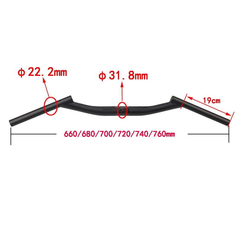 2023 ZNIINO No Logo New Mountain Bike Full Carbon fibre Handlebar Carbon Bicycle Handlebar Flat Rise MTB Parts 31.8*660-760mm