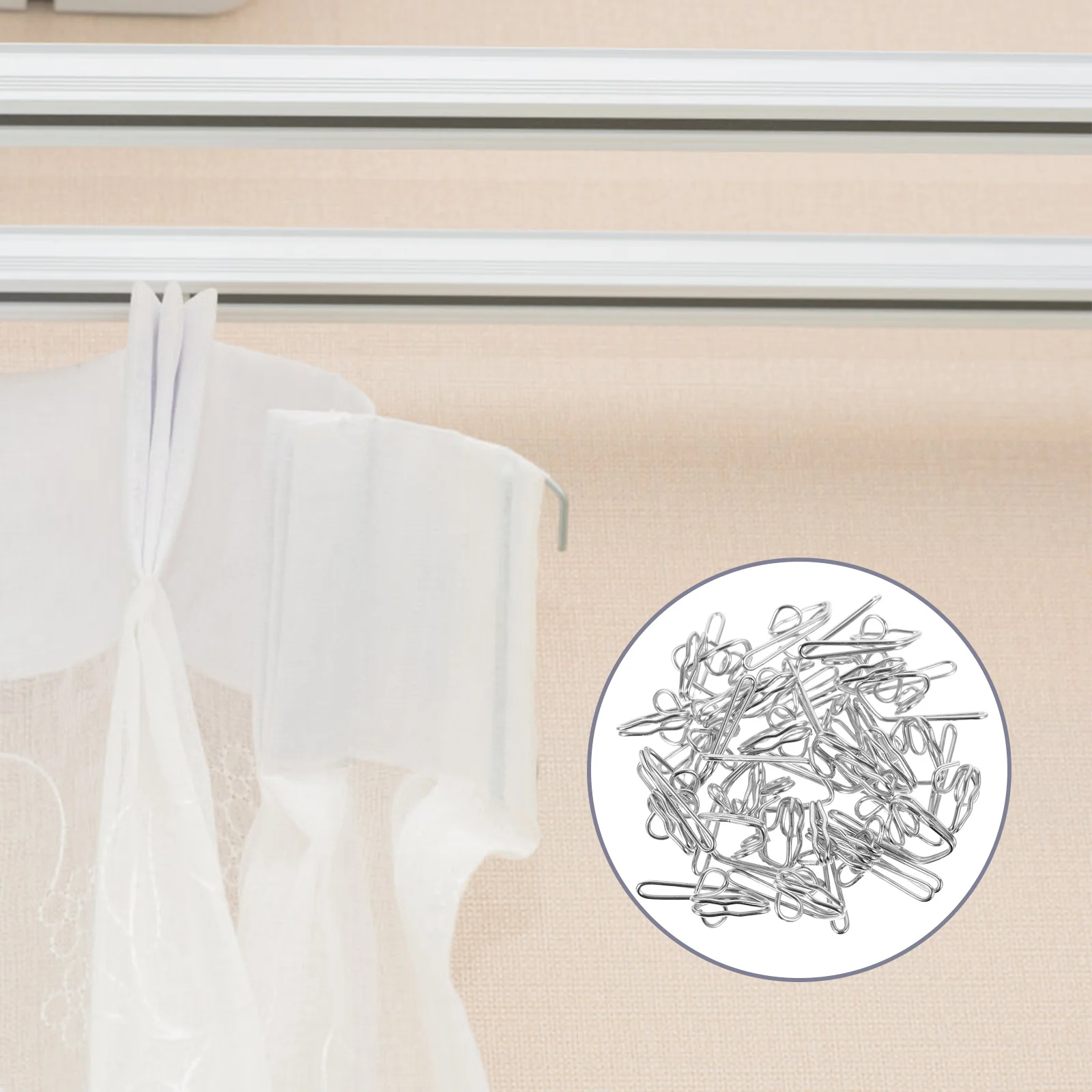 

30Pcs Metal Curtain Hooks for Heavy Curtains Silver Finish Secure Hold Versatile Use Drapery Rings for Home Decor Window