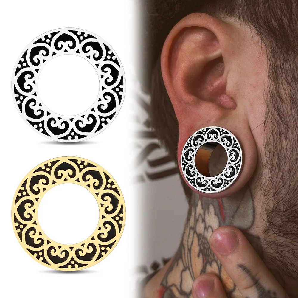 Giga 2 PCS Fashion Stainless Steel Ear Piercing Plugs Gauges for Women Men 0g-1 Inch Earlobe Expander Earrings Body Jewelry