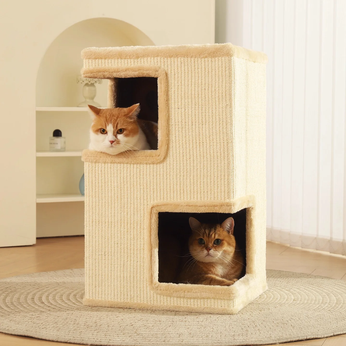 Árbol rascador compacto para gatos grandes con cama integrada y sisal - imagen 2