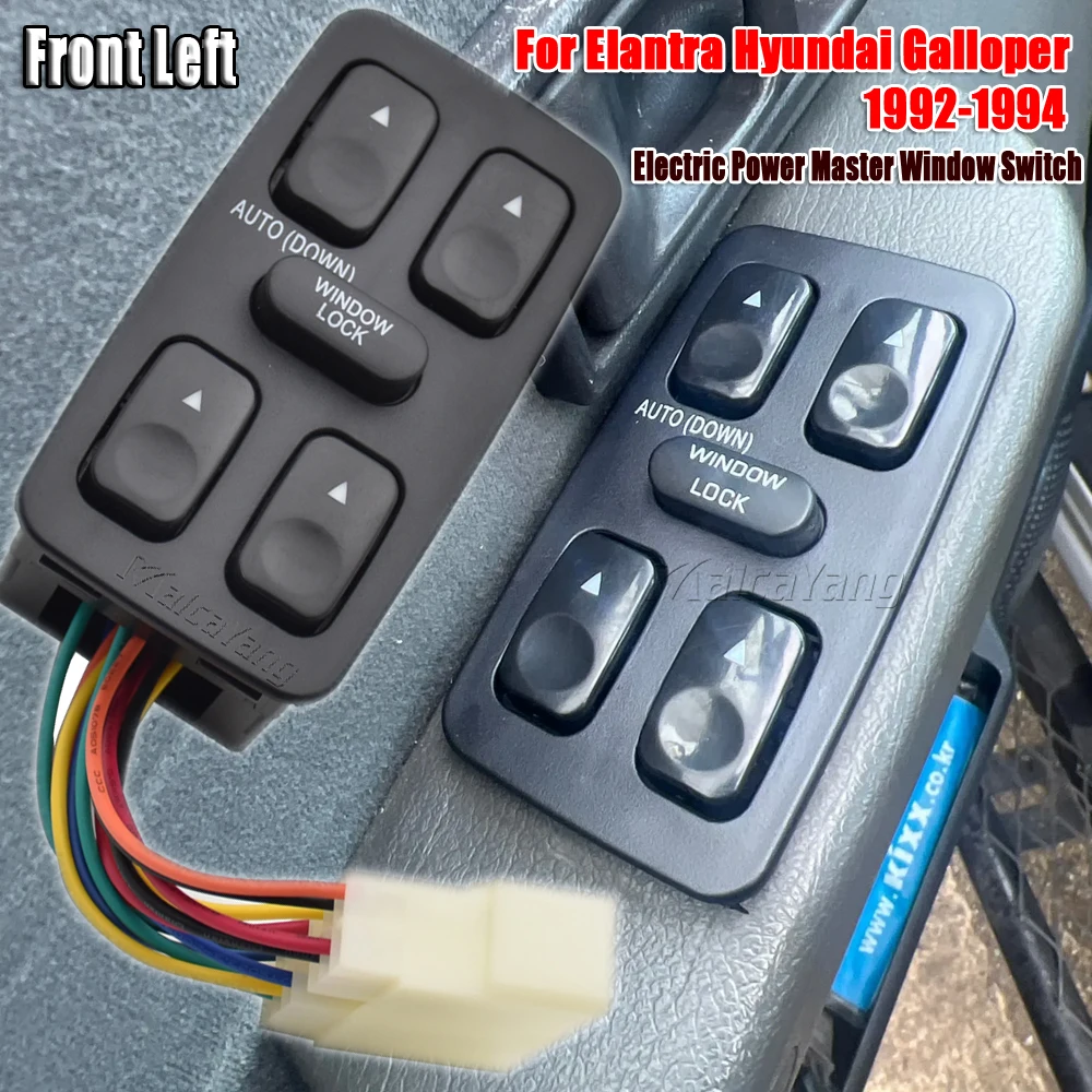 93570-28001 9357028001   Przedni lewy elektryczny przełącznik szyb po stronie kierowcy na lata 1992 1993 1994 Hyundai Elantra Galloper