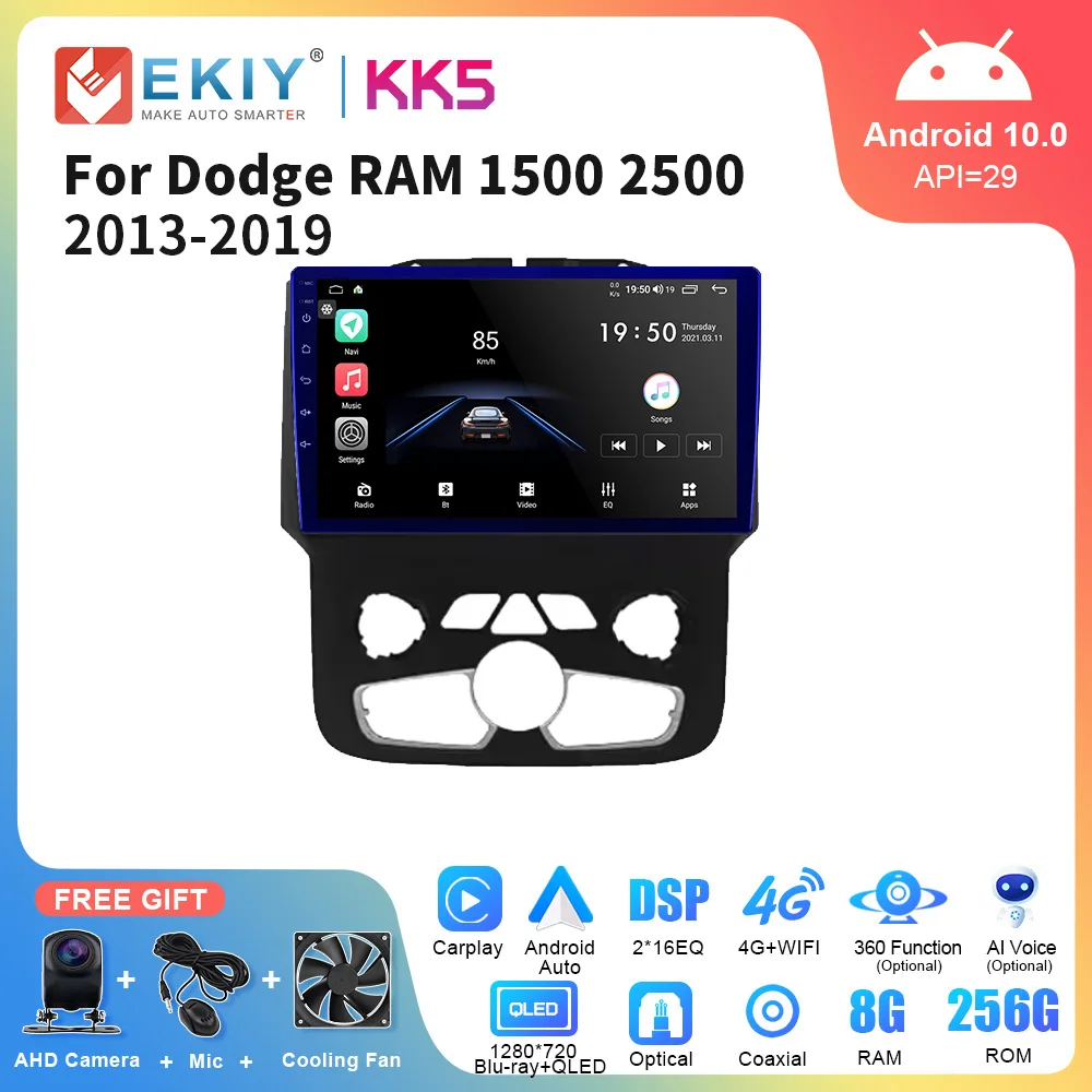 

EKIY KK5 Car Radio Android Auto CarPlay For Dodge RAM 1500 2500 2013-2019 Multimedia Navigation GPS No DVD 2 Din Player Stereo