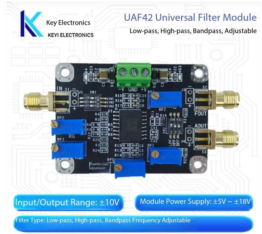 UAF42 Universal Active Filter Module - Adjustable Low Pass High Pass & Band Pass Filter