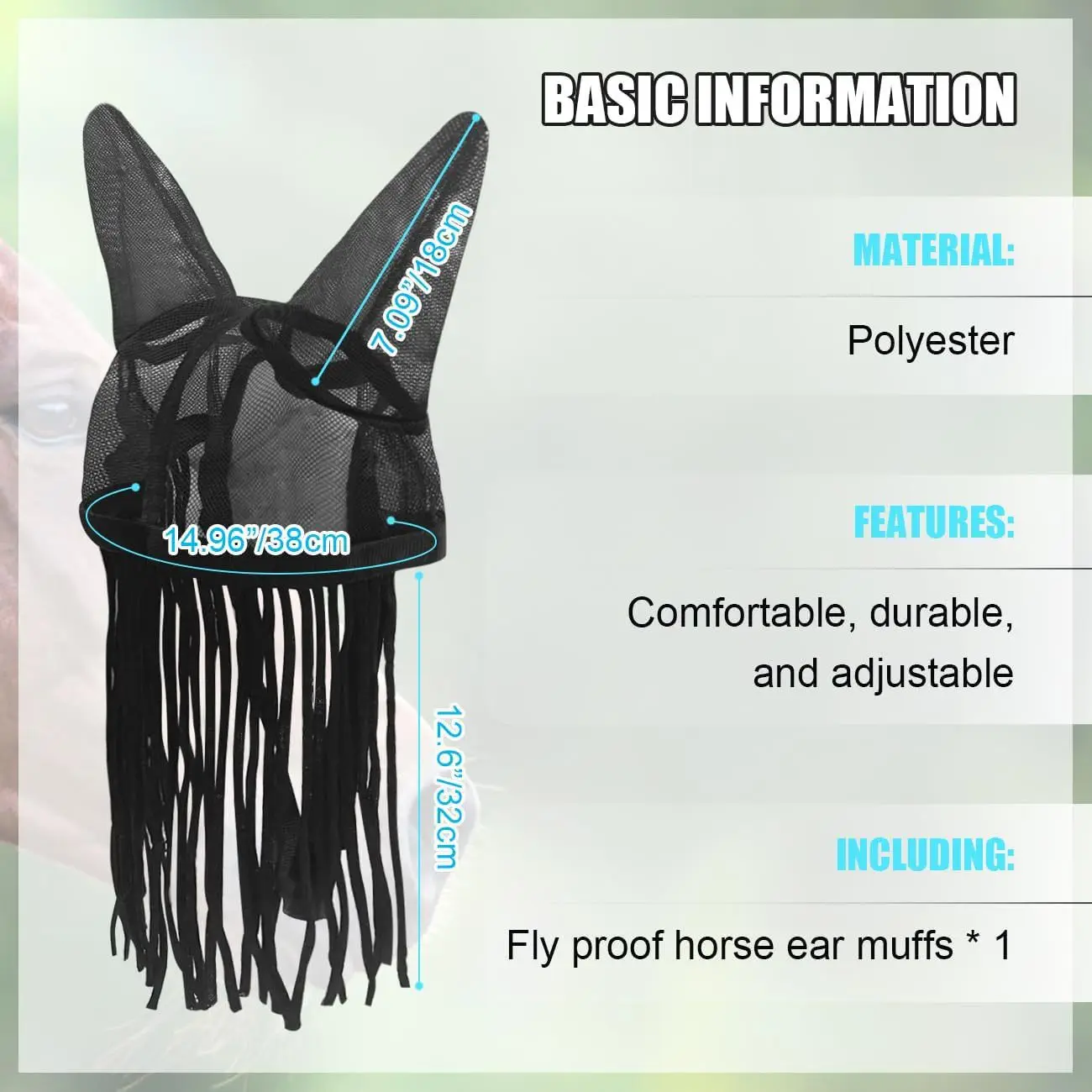 1PC Horse Earmuffs with Whiskers Anti-Fly Tassel Summer Horse Mask Mosquito And Fly Repellent Horse Anti-Mosquito Protectio