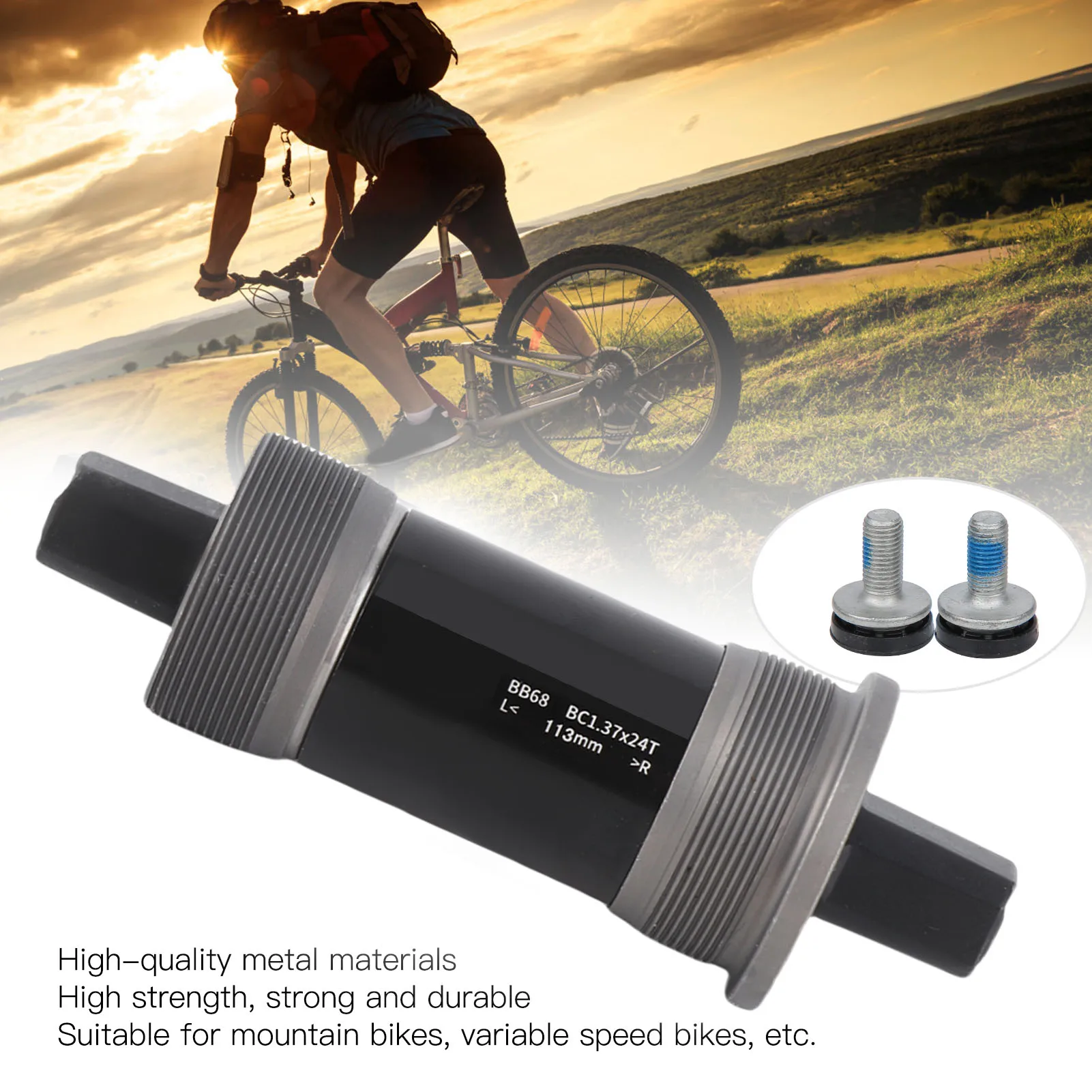 

68mm Sealed Bottom Bracket Square Taper Metal Bearing For Mountain Bike With Screws 113mm/120mm/126mm