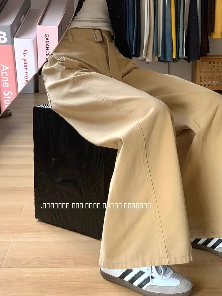 

Khaki Straight Leg Jeans Women's Casual High Waist Slimming Loose Versatile Spring Autumn New Sle Wide Leg Jeans