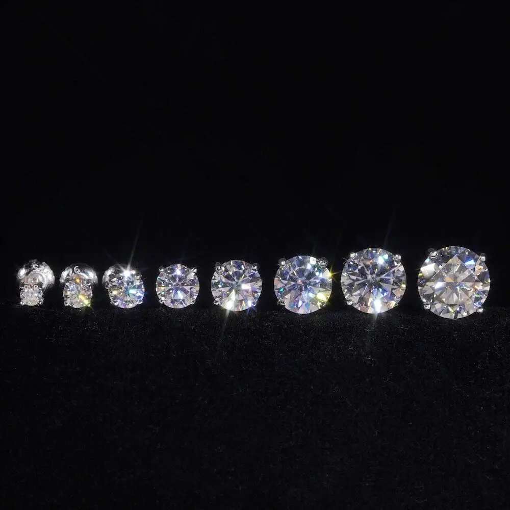 3/4/5/6/7/8/9/10mm D Color VVS Moissanite Stud Earring S925 Sterling Silver Screw Thread Earring Wedding Jewelry for Men Women