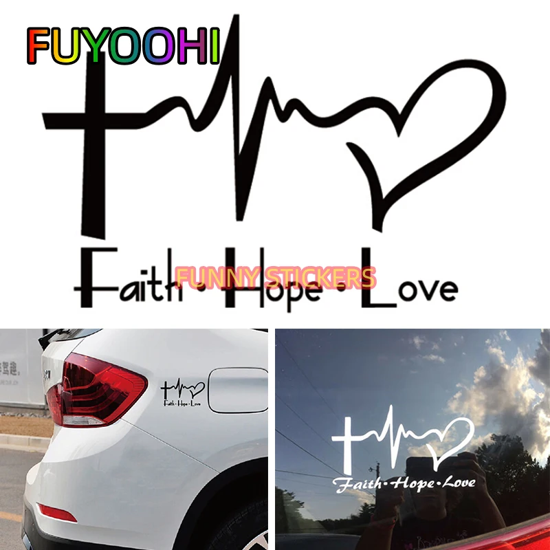 FUYOOHI A Feeling of Excitement Faith Hope Love Vinyl Car Sticker Bible Verse for Car Window Body Decoration PVC