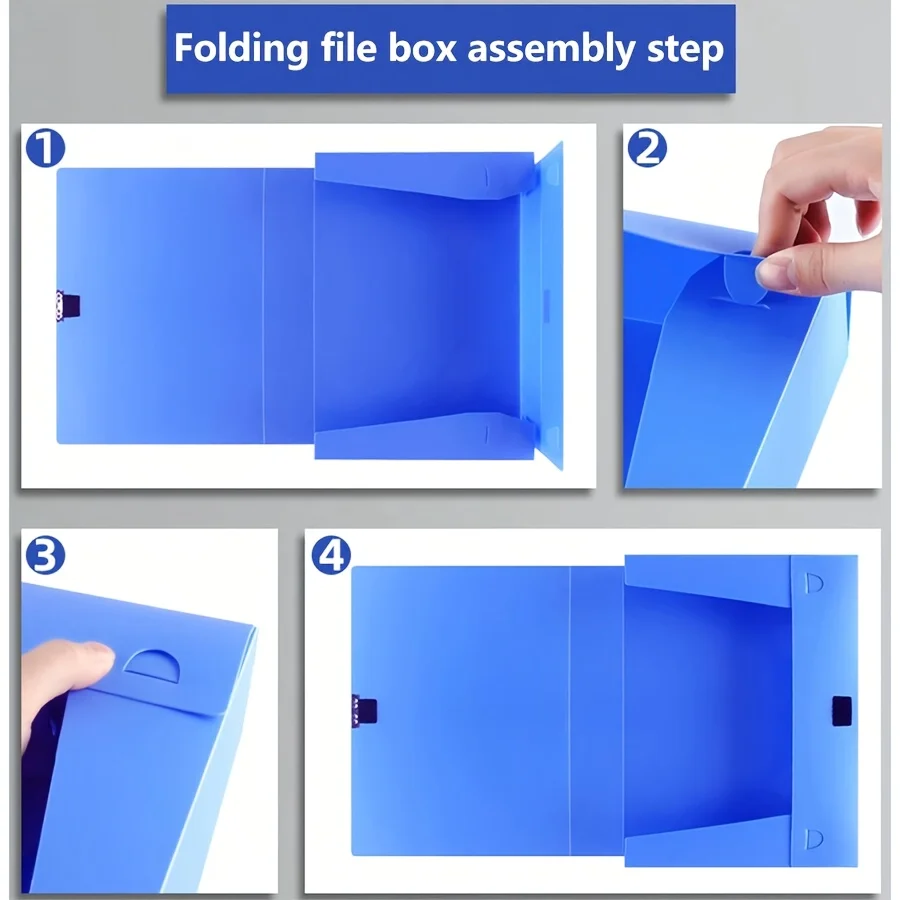 قطعة واحدة من مجلدات ملفات A4 قابلة للطي، صناديق تخزين مستندات PP ذات سعة كبيرة، مناسبة للمكتب والمدرسة وموسم العودة إلى المدرسة