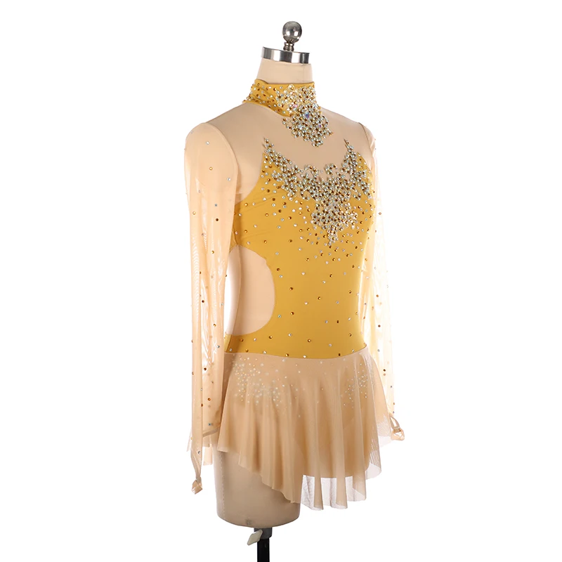 Processed Skating Costume Costume Figure Skating Performance Suit Children\'S Adult Women\'S Skirt Yellow