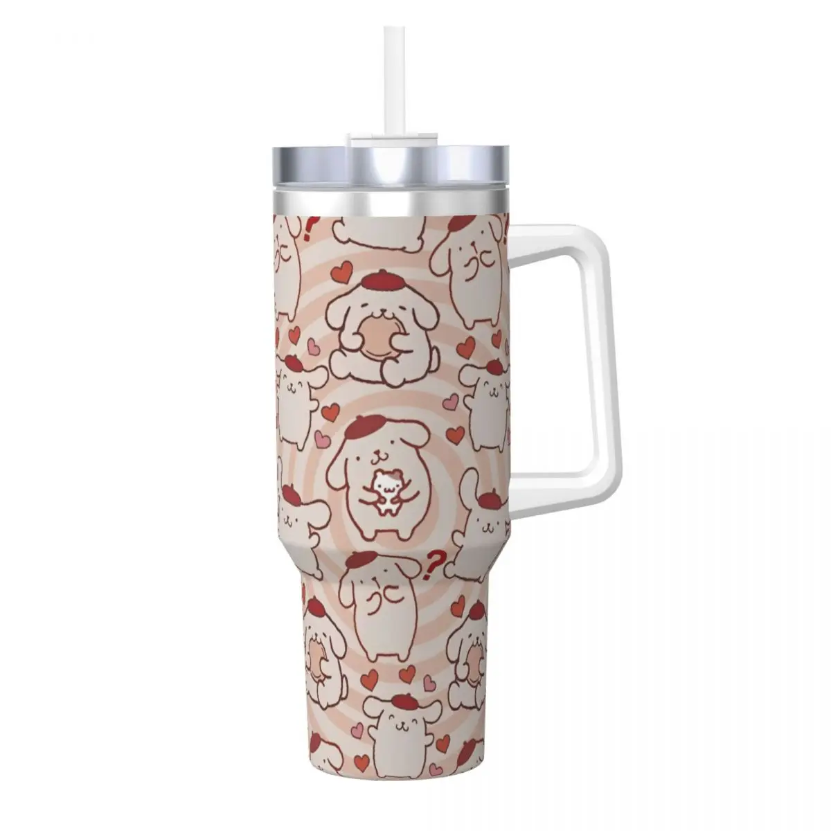 Pom Pom Purin Stainless Steel Tumbler Travel Thermal Cups With Straws and Lid Large Car Mugs Cold and Hot Water Bottle