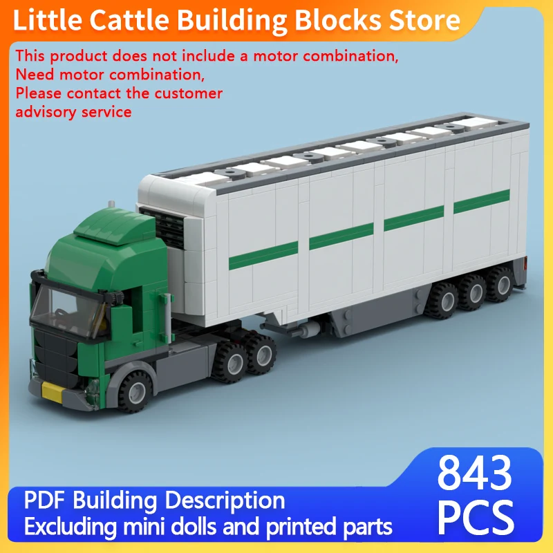 City Car Model MOC Building Bricks Truck With Double Deck Trailer Modular Technology Gifts Holiday Assemble Toys Suit Display