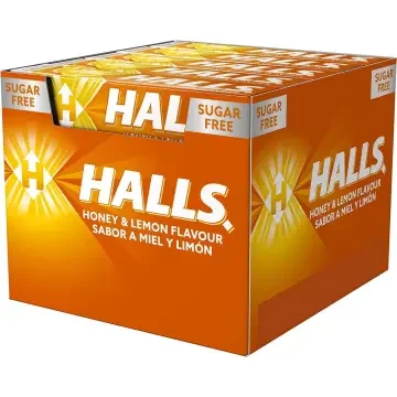 Halls Eucalipto,limon y miel,extra fuerte- original Caramelo duro Caja con 20 Sticks de 32 g