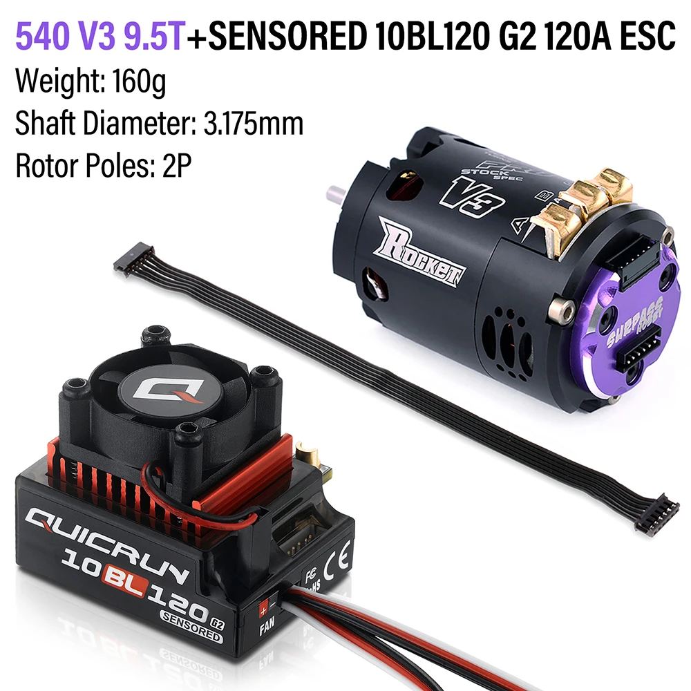 RC Motor Hobbywing 10BL120 ESC Rocket 540 V3 Motor Sensored