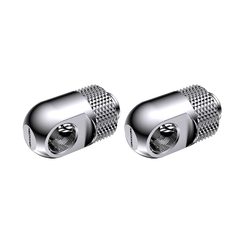 Granzon 2pcs/lot G1/4'' 45 /90 Degree Rotary Elbow Fitting / Connector Adapter PC Water Cooling Accessories Black Silver / GD-90