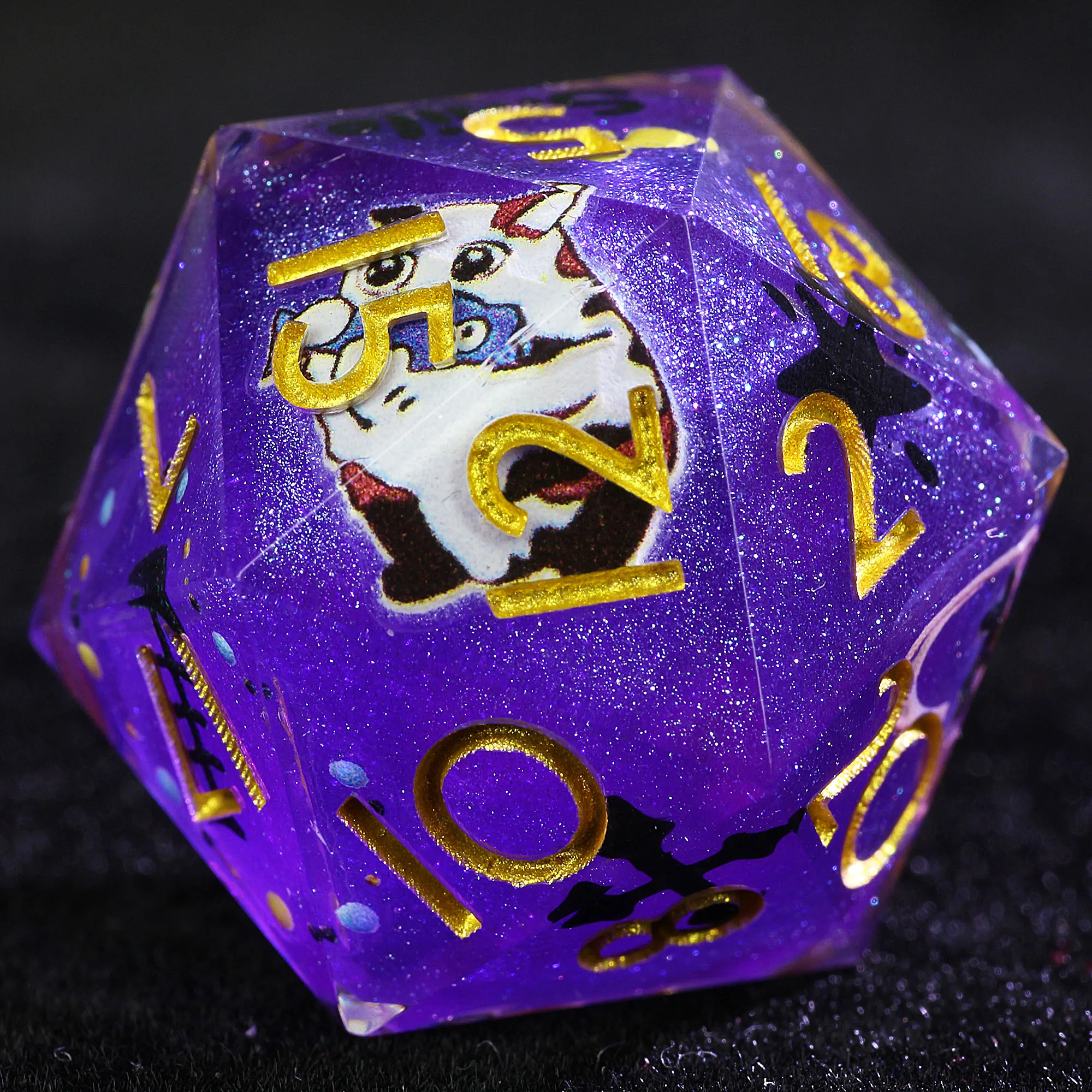 9 Polyhedral Resin DD Set Dice Binary Feline Omen
