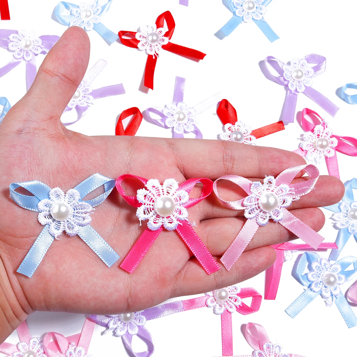 

20Pcs 4-5cm Sunflower Pearl Bow Handmade Ribbon Bows For DIY Decoration Crafts Sewing Materials Ornament Hair Cloth Accessories