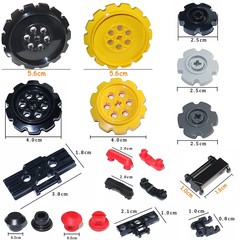 Technische Teile Bausteine Gliederkette Tank Gürtel Spurräder LKW Auto Getriebe MOC Ziegel Spielzeug 3711 3873 88323 57520 57519 42529