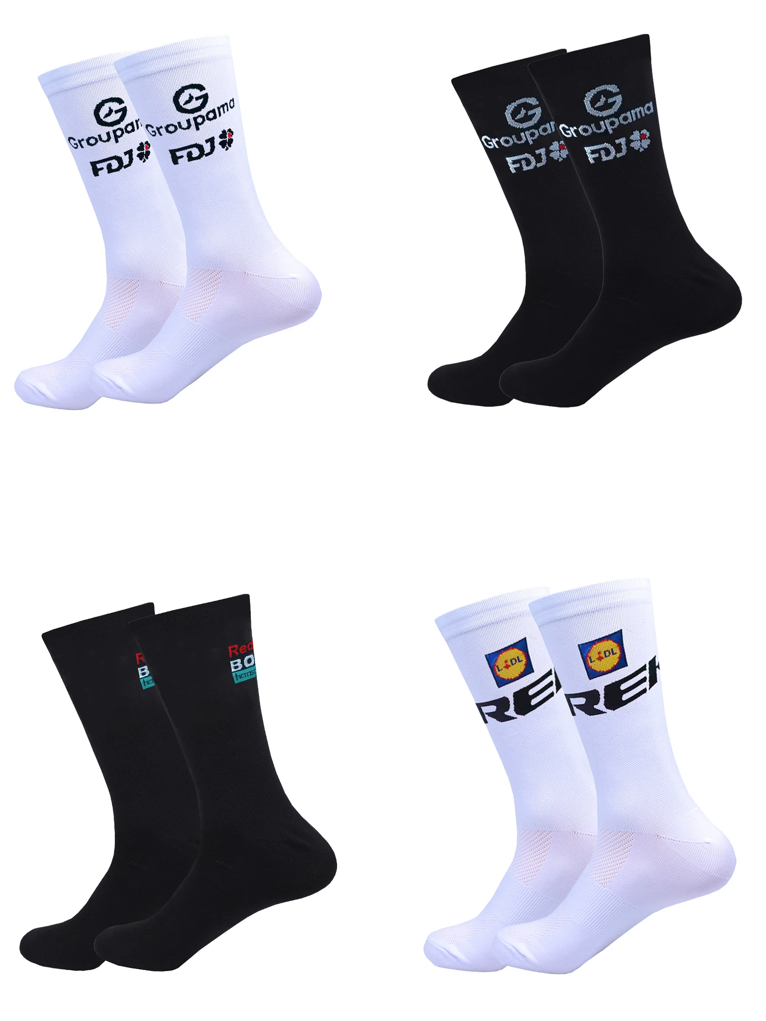 AliExpress NONE New Black FDJ Cycling Socks UAE Team Non Slip Soccer Socks Cushioned Breathable Running Yoga Basketball Hiking Sports Grip Socks